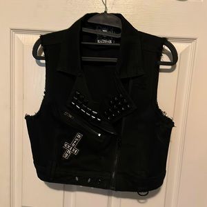 Women’s Killstar Cropped Denim Vest Size Large